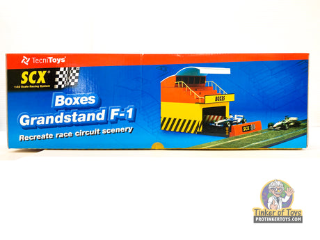 Model kit box for recreating a race grandstand and circuit scenery for SCX 88260