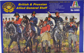 British and Prussian Allied General Staff model kit box art, Napoleonic era soldiers on horseback for Italeri 6065