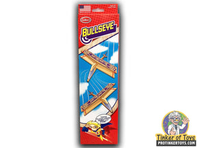 Bulls Eye flyer twin pack toy set with two wooden airplanes for Guillow’s GBETP
