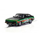 Green and black Ford Capri MK3 model car for Scalextric C4101, front view