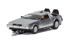 Silver DeLorean time machine model car from Back to the Future for Scalextric C4117