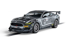 Black and grey Ford Mustang GT4 slot car replica from Academy Motorsport for Scalextric 1/32 Slot Car C4221