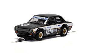 Black and white 1/32 scale model of a Ford Escort MK1 race car for 1/32 slot cars Scalextric C4237