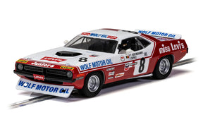 Red and white 1973 Chrysler Hemicuda race car model for Scalextric C4247