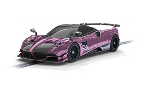 Purple sports car model on a track base for Scalextric C4248
