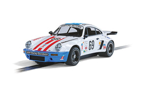 White Porsche 911 race car model from the 1975 Le Mans for Scalextric C4351