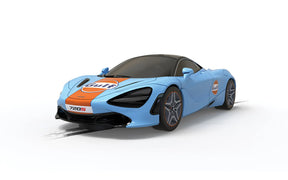 Blue and orange race car model, McLaren 720S Gulf Edition for Scalextric C4394