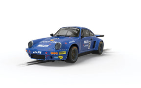 Blue slot car of a Porsche 911 Carrera RSR 3.0 race car for Scalextric C4398