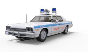 White police car replica, Dodge Monaco style, with blue lights for Scalextric C4407