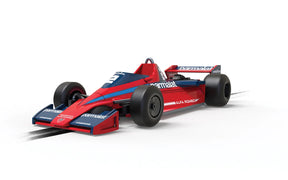 Red and blue Brabham race car model from the 1978 Italian Grand Prix for Scalextric C4422