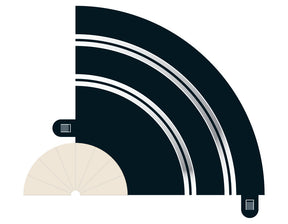 Black and cream curved hairpin track section for model trains for Scalextric C8201