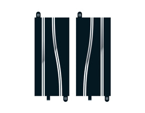 Two black, straight-striped side swipe decals for model trains for Scalextric C8246