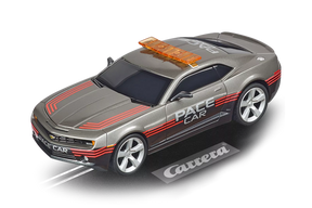 Silver Camaro slot car with orange roof detail for Carrera 20027632
