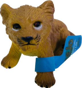 Cute toy lion cub with blue ribbon, ready for play for Mamejo MAJ55054