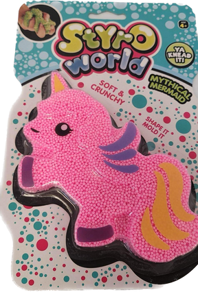 Pink unicorn toy with rainbow mane, displayed on colorful packaging for BVP 89021