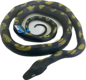 Black and yellow patterned python coiled on white background for Mamejo MAJ22204