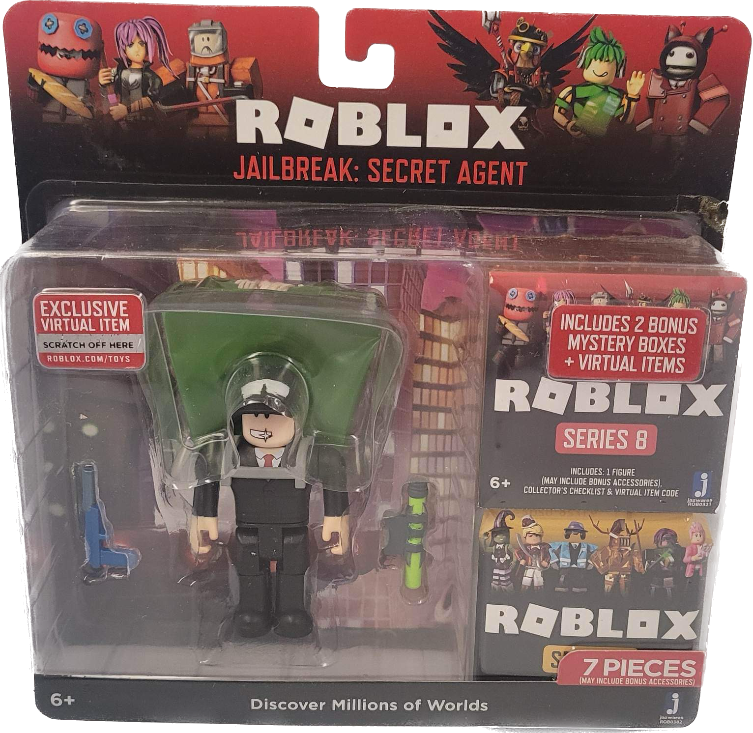 Roblox Action Collection - Jailbreak: Secret Agent + Two Mystery Figure  Bundle [Includes 3 Exclusive Virtual Items]