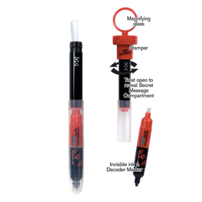 Spy pen set with magnifying glass, stamper, and invisible ink marker for Geddes 68069