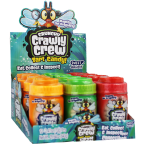 Candy box featuring cartoon insects and "Eat, Collect and Inspect!" text for Mountain Sweets 36877