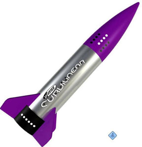 Model rocket kit with purple and silver body and fins for Estes 3231