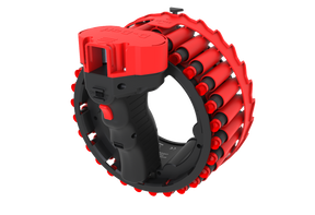 Dartboard launcher with red and black components for Bullseye USA 114808