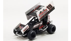 Diecast model of a winged sprint car, number 19, with "BAPS" branding for ACME Diecast A6422016