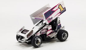 Diecast model of a winged sprint car, number 1, white and black for ACME Diecast A6422017