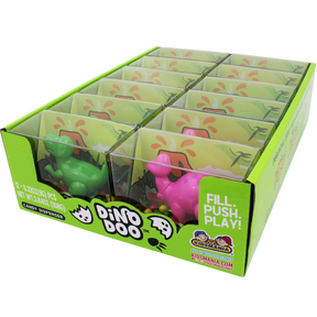 Green and pink dinosaur candy dispenser box for Mountain Sweet 31400