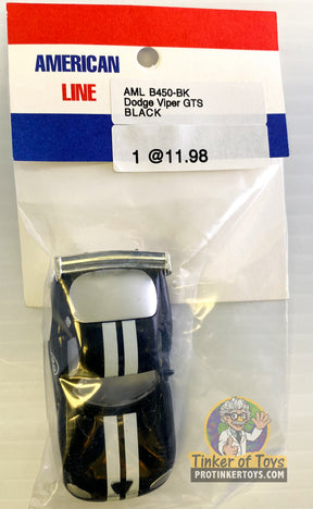 Black Dodge Viper GTS die-cast car in clear plastic packaging for American Line B450