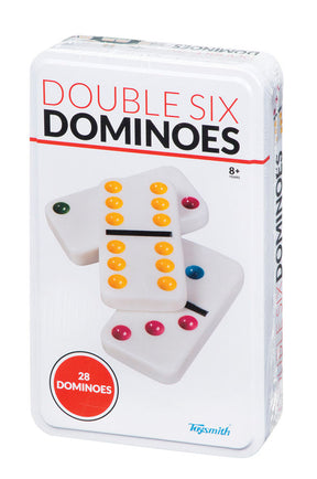 Set of double six dominoes game pieces in a white box for U.S. Toy Co 8875