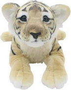 Stuffed brown tiger toy lying down, soft plush toy for cuddling for Real Planet TC48RR