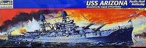USS Arizona battleship at Pearl Harbor, detailed model kit box art for Revell 301