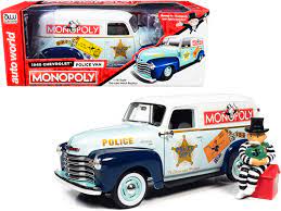 1948 Chevrolet Panel Police Van with Mr. Monopoly Figurine "Monopoly" 1/18 Diecast Model Car  | AAWSS129-Returns | Auto World Die Cast-Round2 Returns-[variant_title]-ProTinkerToys