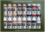 Set of 16 model acrylic paints in earth tones for painting miniatures for Vallejo 70141
