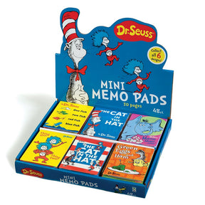 Set of six Dr. Seuss themed mini memo pads with various colorful designs for Geddes 768506, front view