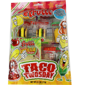 Assorted fruit-flavored gummy candies in a colorful bag for E. Frutti 49135