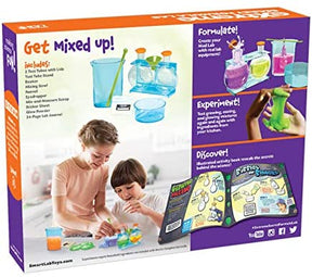Science kit box showing kids mixing colorful liquids and learning experiments for Smart Lab 00062