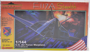 Model kit box art for 1/144 scale F-117A Stealth U.S. Air Force warplane for Zhengdefu DK351