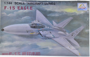 F-15 Eagle jet fighter in flight against a cloudy sky backdrop for Mini Hobby F-15 Eagle U.S. AirForce
