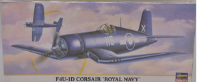 Model kit box art: F4U-1D Corsair aircraft in Royal Navy livery for Hasegawa 00296