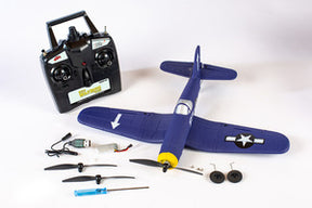 Blue remote-controlled airplane model with propeller and accessories for Rage R/C RGRA1301