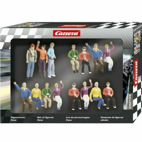 Action figures set featuring various racing characters for Carrera 21128