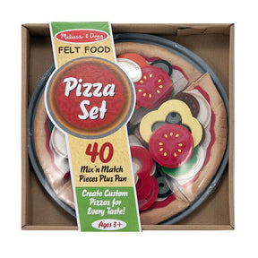 Felt food pizza set with felt toppings and pizza pan for play for Melissa and Doug 3974