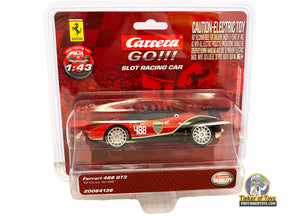 Red Ferrari 488 GT3 slot car in clear blister packaging for Carrera Go 20064136, package view, product view 1