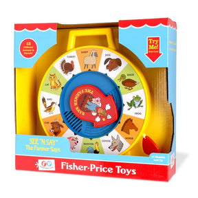 Farm animal toy set with spinning dial and flashcards for learning for Schylling 12320
