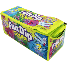 Box of Fun Dip candy, featuring various fruit flavors for Mountain Sweets 42264