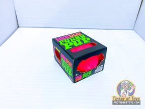 Toy box for Funky Pup Nee Doh, featuring a red, dog-shaped toy for Schylling FPND