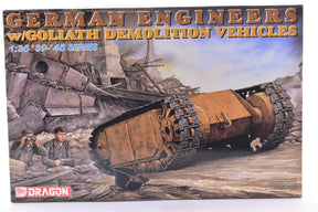 Model kit box art: German engineers with a Goliath demolition vehicle for Dragon Model 6103