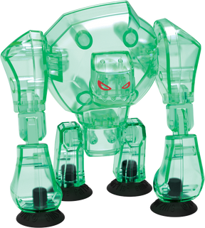 Green, robotic toy figure with blocky limbs and a menacing face for Zing SB580