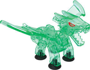 Green monster toy robot with a long tail, standing on black circular bases for Zing SB580